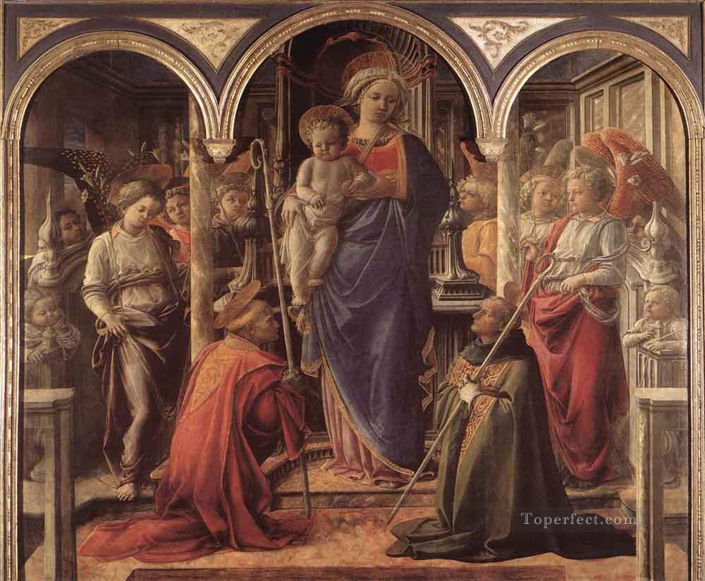 Madonna And Child With St Fredianus And St Augustine Renaissance Filippo Lippi Oil Paintings